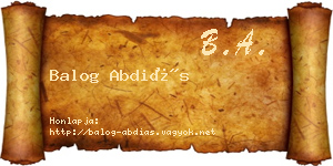 Balog Abdiás névjegykártya